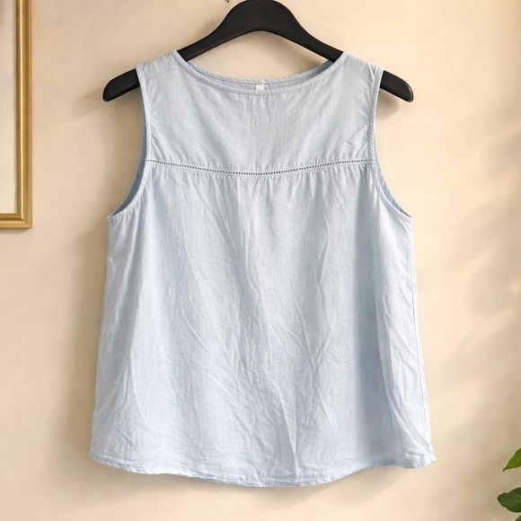 Joie Pale Blue Linen-Blend Sleeveless Button Tank Size XL - Picture 2 of 5